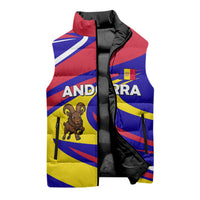 Andorra Sleeveless Puffer Jacket with Cartoon Ibex and Swirl Stripe Design - Wonder Print Shop