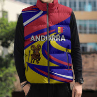 Andorra Sleeveless Puffer Jacket with Cartoon Ibex and Swirl Stripe Design - Wonder Print Shop