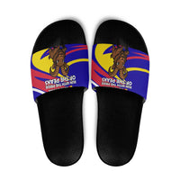 Andorra Slide Sandals with Cartoon Ibex and Swirl Stripe Design - Wonder Print Shop