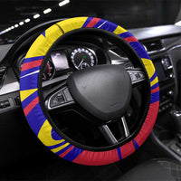 Andorra Steering Wheel Cover with Cartoon Ibex and Swirl Stripe Design - Wonder Print Shop