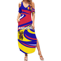 Andorra Summer Maxi Dress with Cartoon Ibex and Swirl Stripe Design - Wonder Print Shop