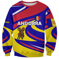 Andorra Sweatshirt with Cartoon Ibex and Swirl Stripe Design - Wonder Print Shop