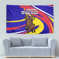 Andorra Tapestry with Cartoon Ibex and Swirl Stripe Design TS04