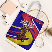 Andorra Tote Bag with Cartoon Ibex and Swirl Stripe Design - Wonder Print Shop