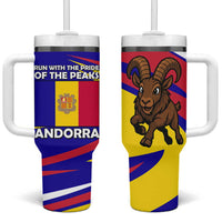 Andorra Tumbler With Handle with Cartoon Ibex and Swirl Stripe Design TS04
