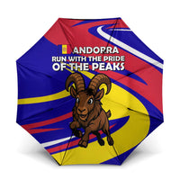Andorra Umbrella with Cartoon Ibex and Swirl Stripe Design TS04