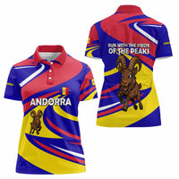 Andorra Women Polo Shirt with Cartoon Ibex and Swirl Stripe Design - Wonder Print Shop