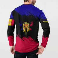 Andorra Button Sweatshirt with Eagle Eyes and Paint Stroke Design - Wonder Print Shop