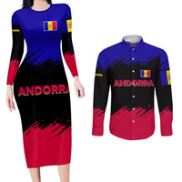 Andorra Couples Matching Long Sleeve Bodycon Dress and Long Sleeve Button Shirt with Eagle Eyes and Paint Stroke Design - Wonder Print Shop