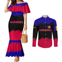 Andorra Couples Matching Mermaid Dress and Long Sleeve Button Shirt with Eagle Eyes and Paint Stroke Design - Wonder Print Shop