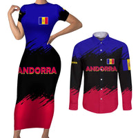 Andorra Couples Matching Short Sleeve Bodycon Dress and Long Sleeve Button Shirt with Eagle Eyes and Paint Stroke Design - Wonder Print Shop