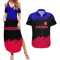Andorra Couples Matching Summer Maxi Dress and Hawaiian Shirt with Eagle Eyes and Paint Stroke Design - Wonder Print Shop