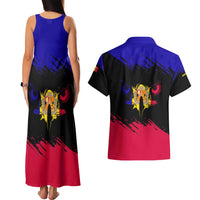 Andorra Couples Matching Tank Maxi Dress and Hawaiian Shirt with Eagle Eyes and Paint Stroke Design - Wonder Print Shop