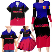 Andorra Family Matching Long Sleeve Bodycon Dress and Hawaiian Shirt with Eagle Eyes and Paint Stroke Design - Wonder Print Shop