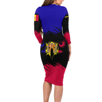 Andorra Family Matching Long Sleeve Bodycon Dress and Hawaiian Shirt with Eagle Eyes and Paint Stroke Design - Wonder Print Shop