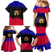 Andorra Family Matching Mermaid Dress and Hawaiian Shirt with Eagle Eyes and Paint Stroke Design - Wonder Print Shop