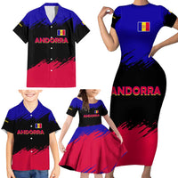 Andorra Family Matching Short Sleeve Bodycon Dress and Hawaiian Shirt with Eagle Eyes and Paint Stroke Design - Wonder Print Shop