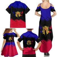 Andorra Family Matching Summer Maxi Dress and Hawaiian Shirt with Eagle Eyes and Paint Stroke Design - Wonder Print Shop