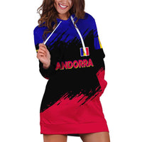 Andorra Hoodie Dress with Eagle Eyes and Paint Stroke Design - Wonder Print Shop