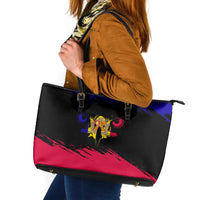 Andorra Leather Tote Bag with Eagle Eyes and Paint Stroke Design - Wonder Print Shop