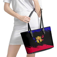 Andorra Leather Tote Bag with Eagle Eyes and Paint Stroke Design - Wonder Print Shop