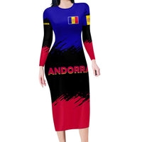 Andorra Long Sleeve Bodycon Dress with Eagle Eyes and Paint Stroke Design - Wonder Print Shop