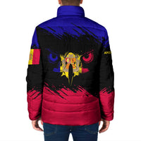 Andorra Padded Jacket with Eagle Eyes and Paint Stroke Design - Wonder Print Shop
