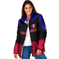 Andorra Padded Jacket with Eagle Eyes and Paint Stroke Design - Wonder Print Shop