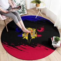 Andorra Round Carpet with Eagle Eyes and Paint Stroke Design - Wonder Print Shop