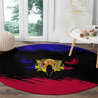Andorra Round Carpet with Eagle Eyes and Paint Stroke Design - Wonder Print Shop