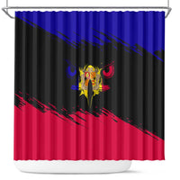 Andorra Shower Curtain with Eagle Eyes and Paint Stroke Design - Wonder Print Shop