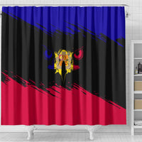 Andorra Shower Curtain with Eagle Eyes and Paint Stroke Design - Wonder Print Shop
