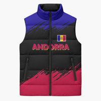 Andorra Sleeveless Puffer Jacket with Eagle Eyes and Paint Stroke Design - Wonder Print Shop