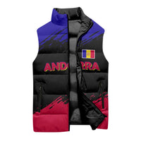 Andorra Sleeveless Puffer Jacket with Eagle Eyes and Paint Stroke Design - Wonder Print Shop
