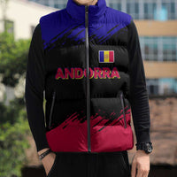 Andorra Sleeveless Puffer Jacket with Eagle Eyes and Paint Stroke Design - Wonder Print Shop