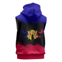 Andorra Sleeveless Zip Hoodie with Eagle Eyes and Paint Stroke Design - Wonder Print Shop