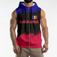 Andorra Sleeveless Zip Hoodie with Eagle Eyes and Paint Stroke Design - Wonder Print Shop