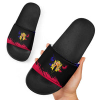 Andorra Slide Sandals with Eagle Eyes and Paint Stroke Design - Wonder Print Shop