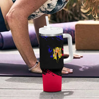 Andorra Tumbler With Handle with Eagle Eyes and Paint Stroke Design - Wonder Print Shop