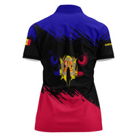 Andorra Women Polo Shirt with Eagle Eyes and Paint Stroke Design - Wonder Print Shop