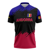 Andorra Zipper Polo Shirt with Eagle Eyes and Paint Stroke Design - Wonder Print Shop