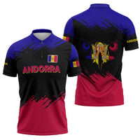 Andorra Zipper Polo Shirt with Eagle Eyes and Paint Stroke Design - Wonder Print Shop