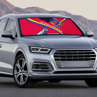 Andorra Auto Sun Shade with Mountain Goat and Curved Stripe Design - Wonder Print Shop