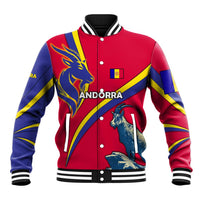 Andorra Baseball Jacket with Mountain Goat and Curved Stripe Design - Wonder Print Shop