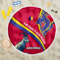 Andorra Beach Blanket with Mountain Goat and Curved Stripe Design - Wonder Print Shop