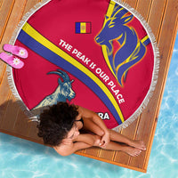 Andorra Beach Blanket with Mountain Goat and Curved Stripe Design - Wonder Print Shop