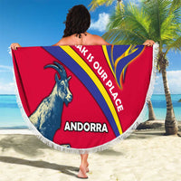 Andorra Beach Blanket with Mountain Goat and Curved Stripe Design - Wonder Print Shop