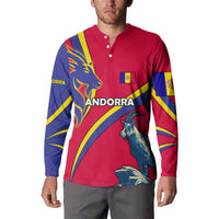 Andorra Button Sweatshirt with Mountain Goat and Curved Stripe Design - Wonder Print Shop