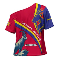 Andorra Cross Shoulder Shirt with Mountain Goat and Curved Stripe Design - Wonder Print Shop