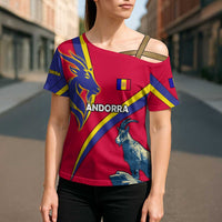 Andorra Cross Shoulder Shirt with Mountain Goat and Curved Stripe Design - Wonder Print Shop